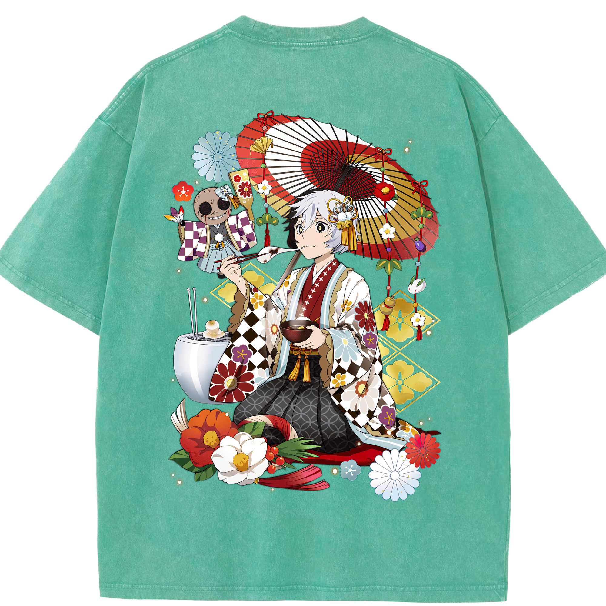 （画像用） 文豪ストレイドッグス Bungo Stray Dogs 綿100% ヴィンテージ風 半袖Tシャツ（背面プリント）